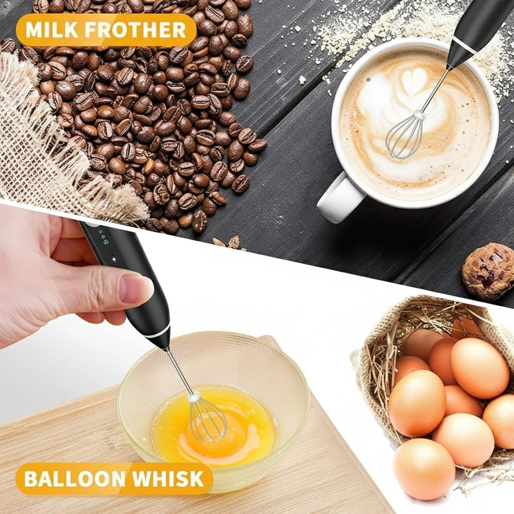 2 In 1 Rechargeable Coffee Beater and Egg Mixer and Milk Frother