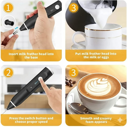 2 In 1 Rechargeable Coffee Beater and Egg Mixer and Milk Frother